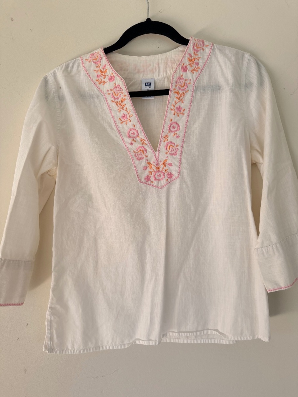 Vintage Gap White Cotton Embroidered Boho Tunic Top S